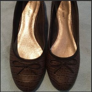 David Tate faux alligator flats.
